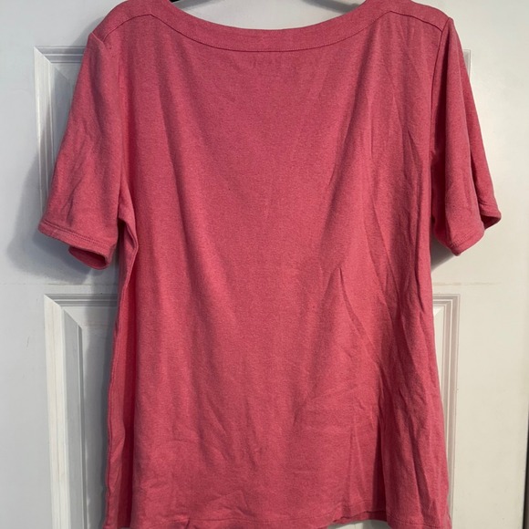 Chico's Size XL Pink Cotton Boat Neck Short‎ Sleeve T Shirt Top Casual Everyday - Picture 6 of 8